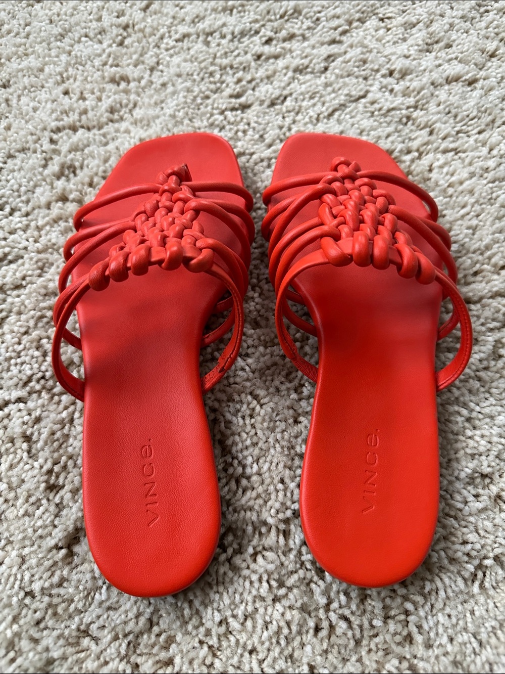 Vince Braided Red Slide Sandals - Picture 2 of 4